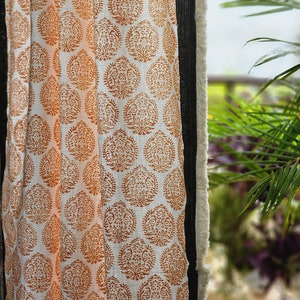 Block print curtains/ Indian Hand made curtains/Bohemian Curtains / Thick curtains / Floral curtains /les rideaux / CURTAIN WITH FRINGE