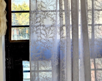 Block printed sheer curtains/Voile curtains/Sheer panels/Indian Hand made /Curtain panels/Bohemian curtains/les rideaux transparents/white