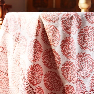 Block print tablecloth Extra large table cloth Bird Mandala cotton Table Cloth Jaipur Table cloth Tablecloth rectangle image 2