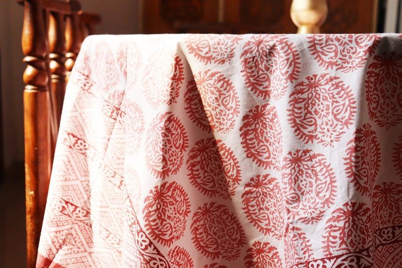 Block print tablecloth Extra large table cloth Bird Mandala cotton Table Cloth Jaipur Table cloth Tablecloth rectangle image 2