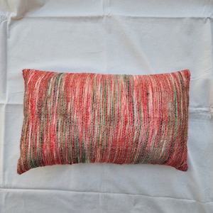 Red pink Grey Lumbar Throw Pillow Covers cotton pillow Shades of red Lumbar Pillow Decorative Décor Pillow Boho cushion handloom image 1