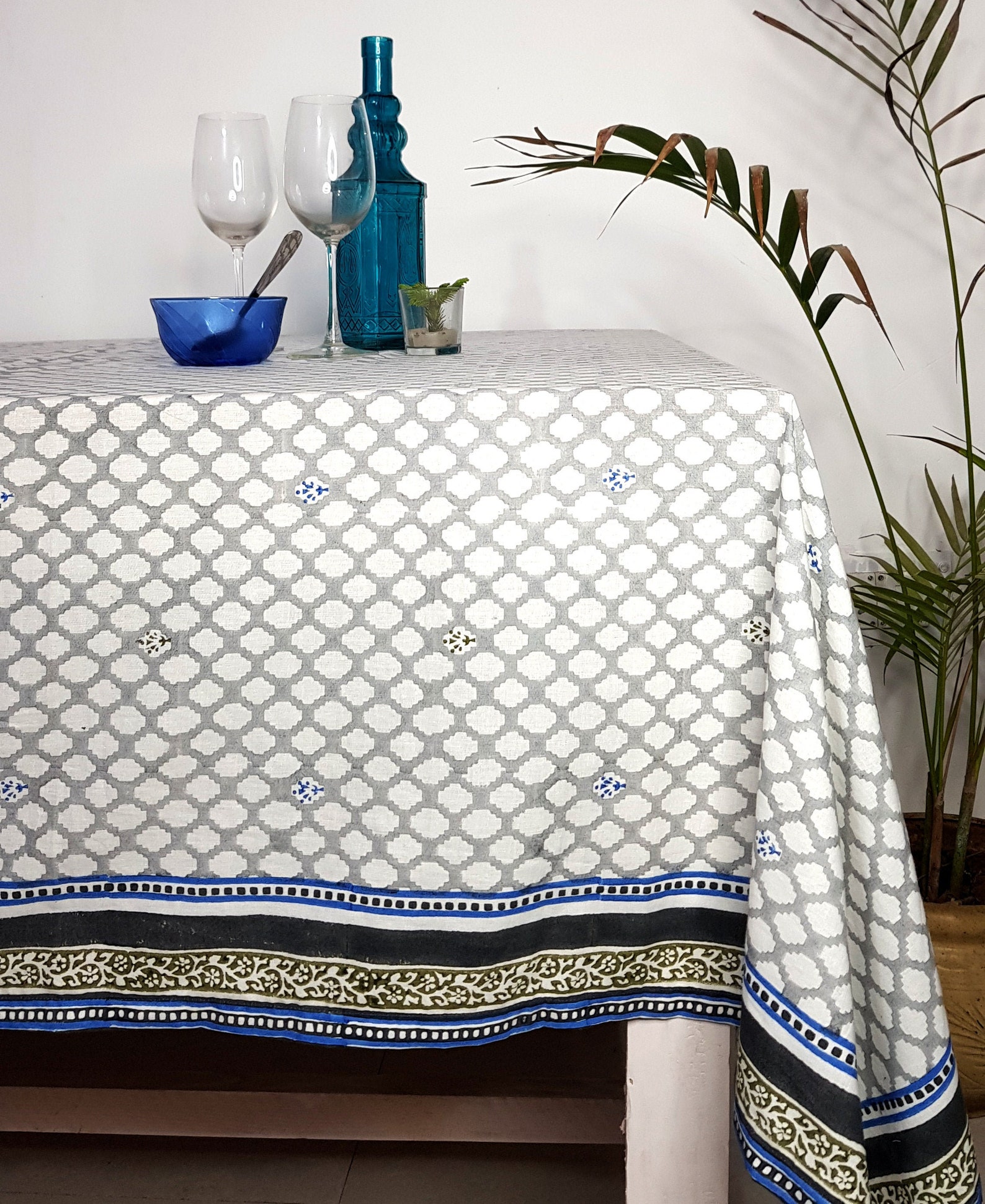 Block print tablecloth Extra large table cloth 60x90 Etsy