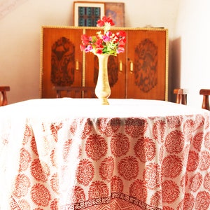Block print tablecloth Extra large table cloth Bird Mandala cotton Table Cloth Jaipur Table cloth Tablecloth rectangle image 3