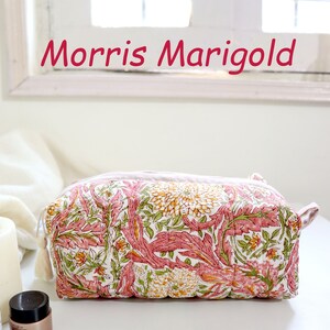 Quilted Makeup Bag Block Print Toiletry Bag Cosmetic Bag Travel Pouch Wash Bag Valentines Day Gifts for Her image 4