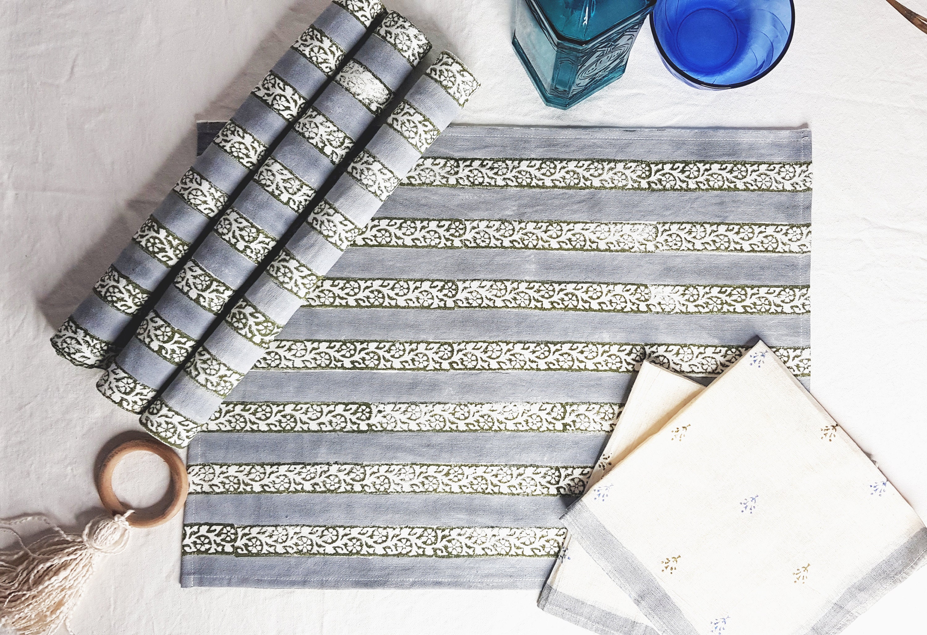 Fabric placemats handmade in India grey placemats table Etsy