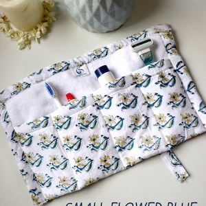Hand Block Printed Toiletry Roll Up Bag: Cotton Travel Organizer