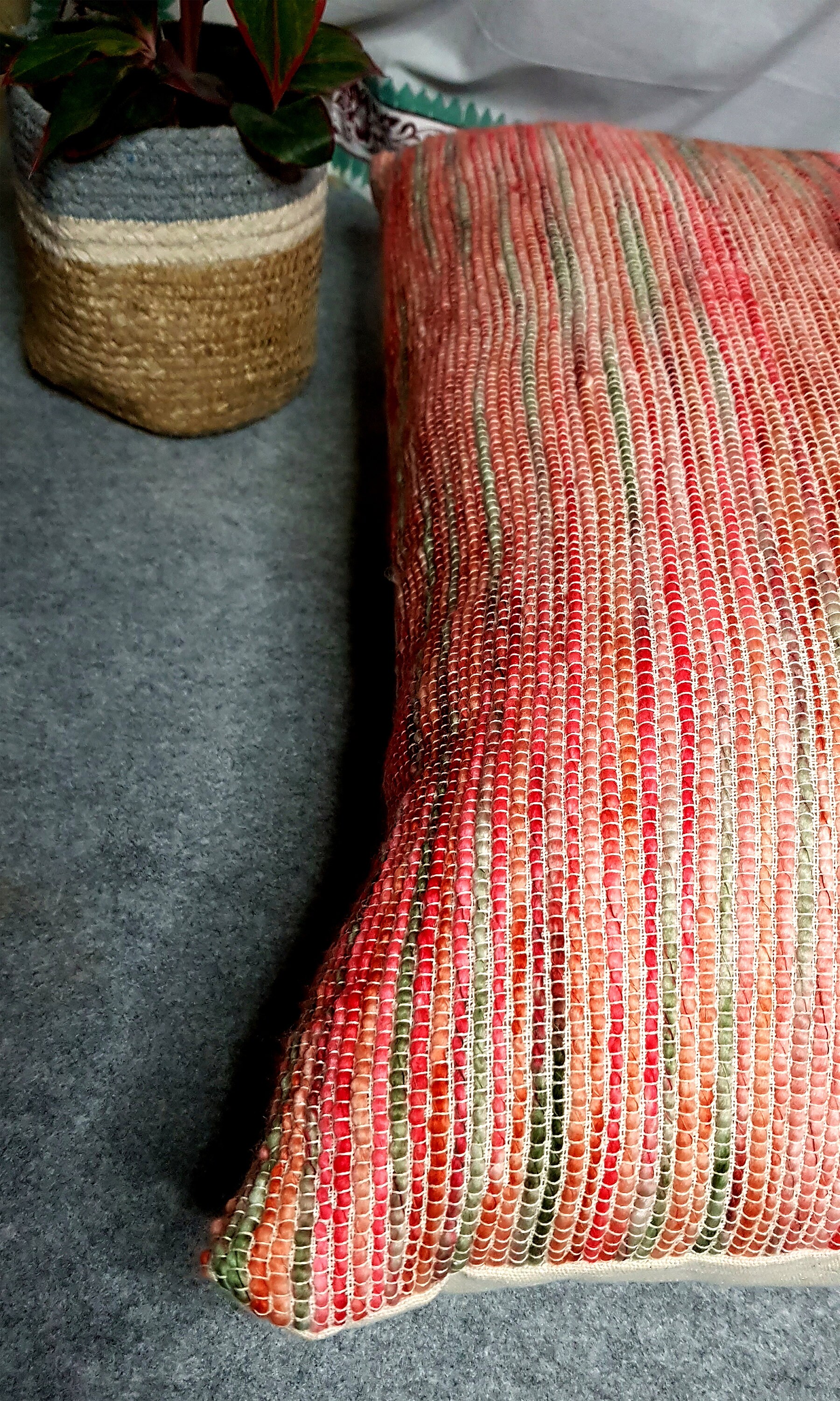 Telar manual tejido cubierta de cojín de piso / Cubierta de | Etsy