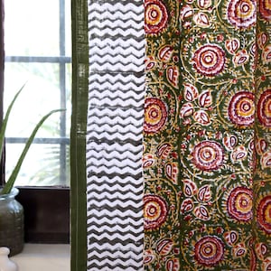 Block print curtains,Indian curtain panel,Bohemian Curtains,Curtains India,Floral curtains,retro curtains,tender block print,cotton curtains