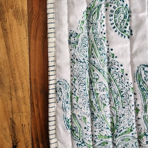 Mats, Blue and Sea GreenTable Mat, Indian Block Print, Paisley Print Fabric, Quilted Cotton Cloth, reversible mat, Set Of Two, Table Decor