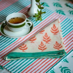 Indian Block Print Cloth Napkins - Set of 6 Cotton Dinner Napkins