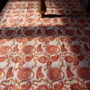 Block print tablecloth Extra large table cloth Bird Mandala cotton Table Cloth Jaipur Table cloth Tablecloth rectangle image 7