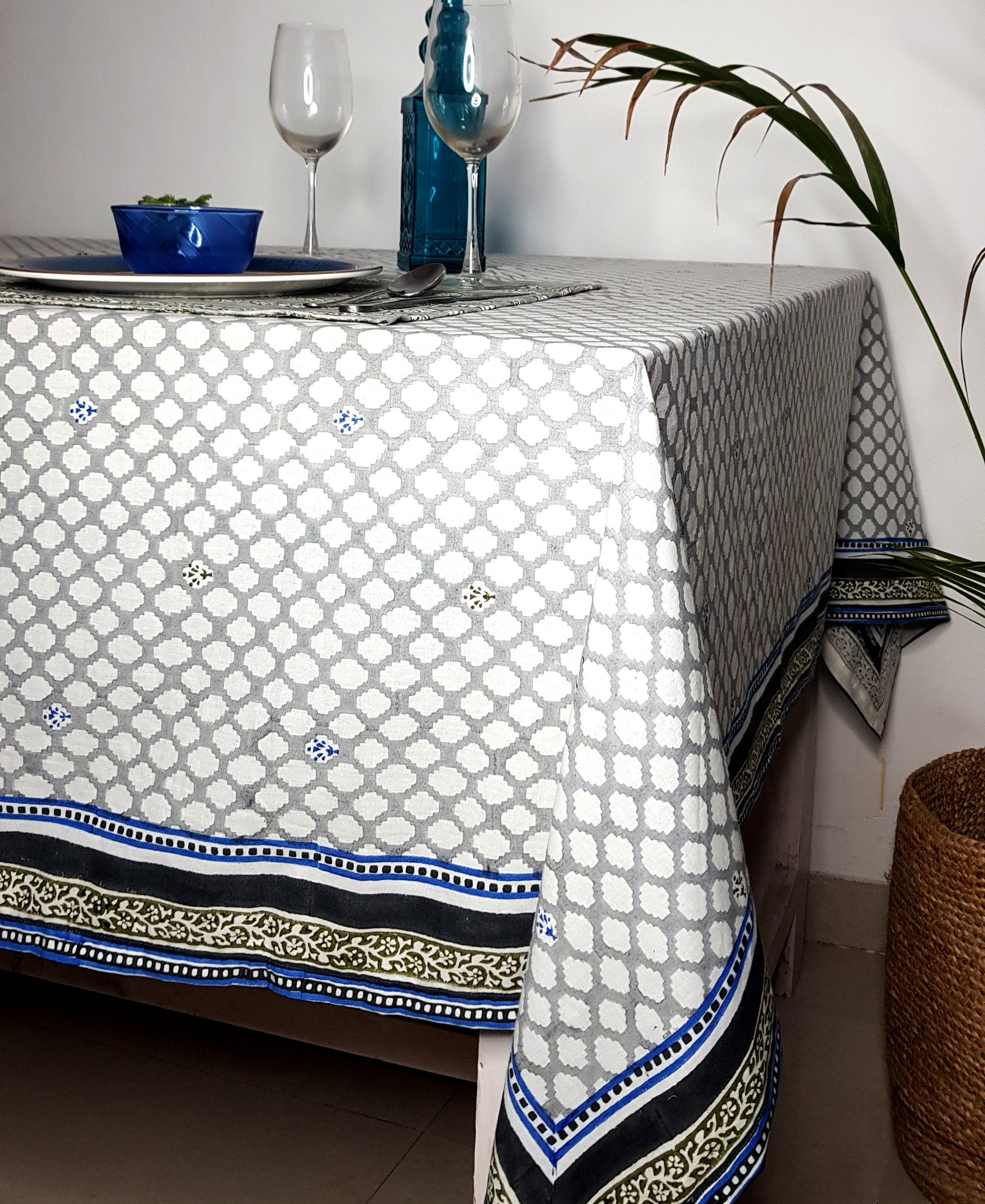 Block Print Tablecloth Extra Large Table Cloth 60x90 Etsy UK