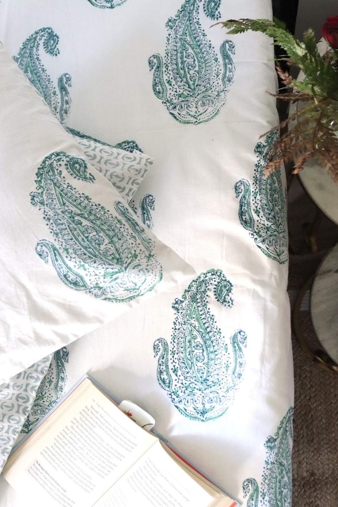 Block Printed Floral Summer Bedspreadqueen,king Boho Bedding Setcotton