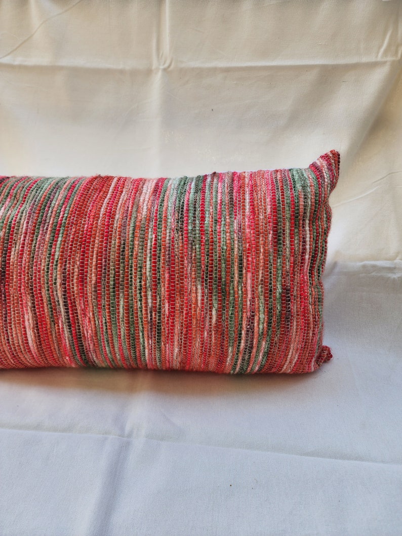 Red pink Grey Lumbar Throw Pillow Covers cotton pillow Shades of red Lumbar Pillow Decorative Décor Pillow Boho cushion handloom image 5