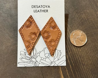 Leather “Western Lights” Leather Stud Earrings