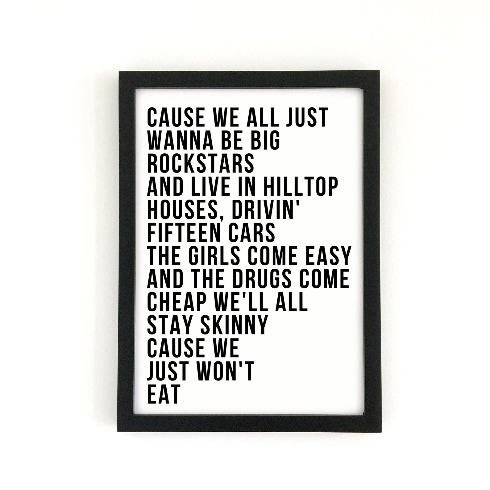 Nickelback Rockstar Lyrics Music Print Wall Art Etsy
