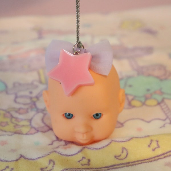 Fairy Kei Kawaii Baby Head Necklace Creepy Cute Doll