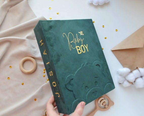 Personalized baby photo album 4x6 - Custom baby memory book - Baby keepsake book - Gift for newborn boy