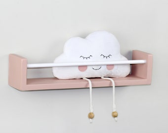 Étagère à livres pour enfants avec chevilles rondes, rebord de livre, bibliothèque pour enfants, étagère à livres pour enfants, chambre de tout-petit, étagères flottantes, étagère murale