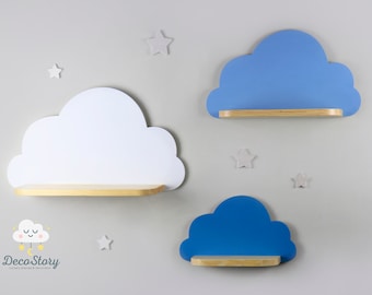 Colorful Cloud Shelf, Nursery Decor, Kids Room Artwork, Set of 3 Cloud shelves
