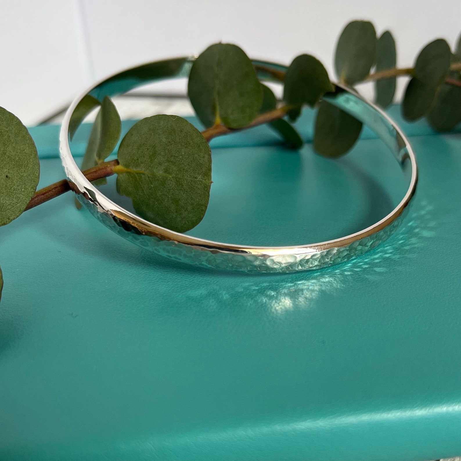 Textured Sterling Silver Bangle Bracelet 925 Hallmarked Solid Etsy UK