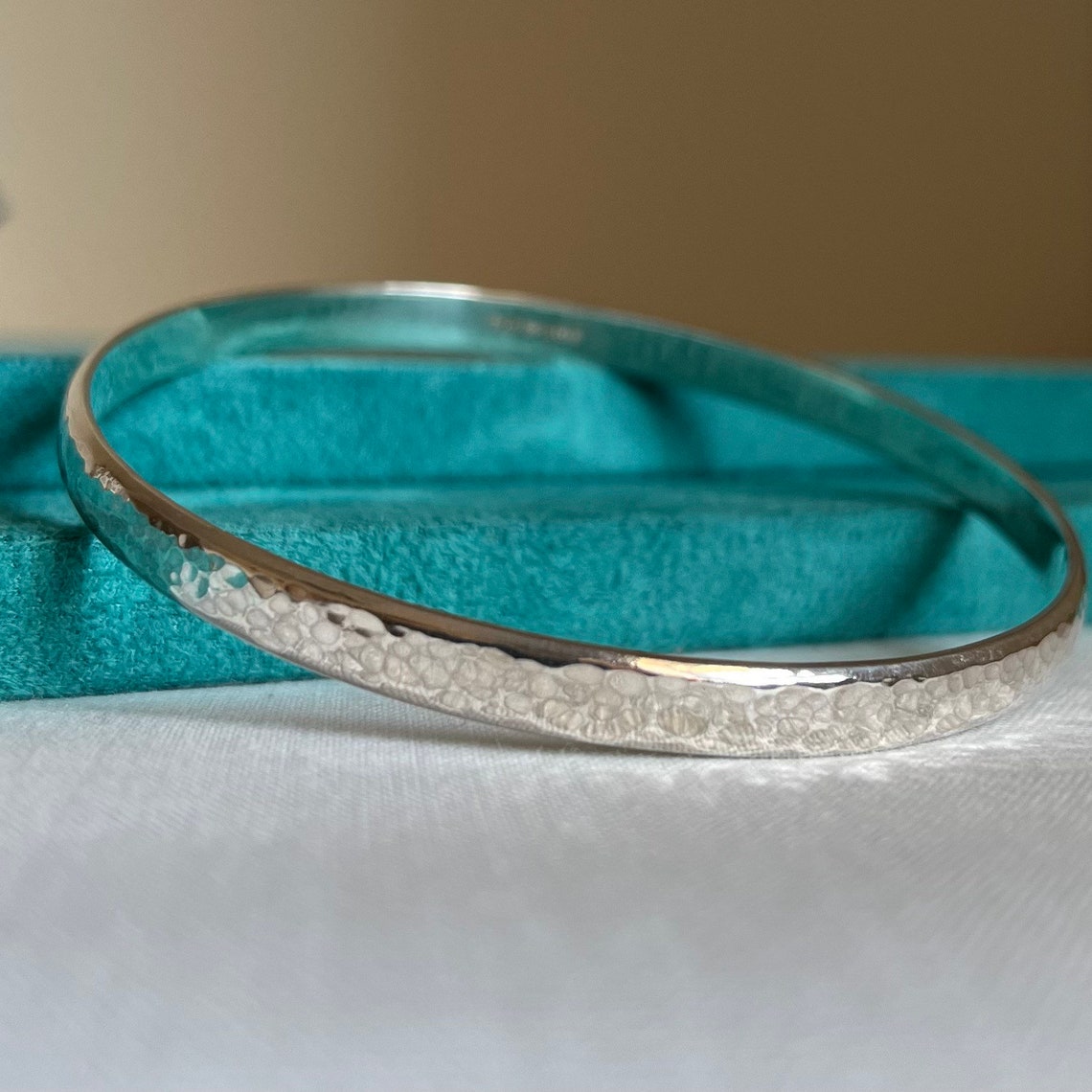 Textured Sterling Silver Bangle Bracelet 925 Hallmarked Solid Etsy UK