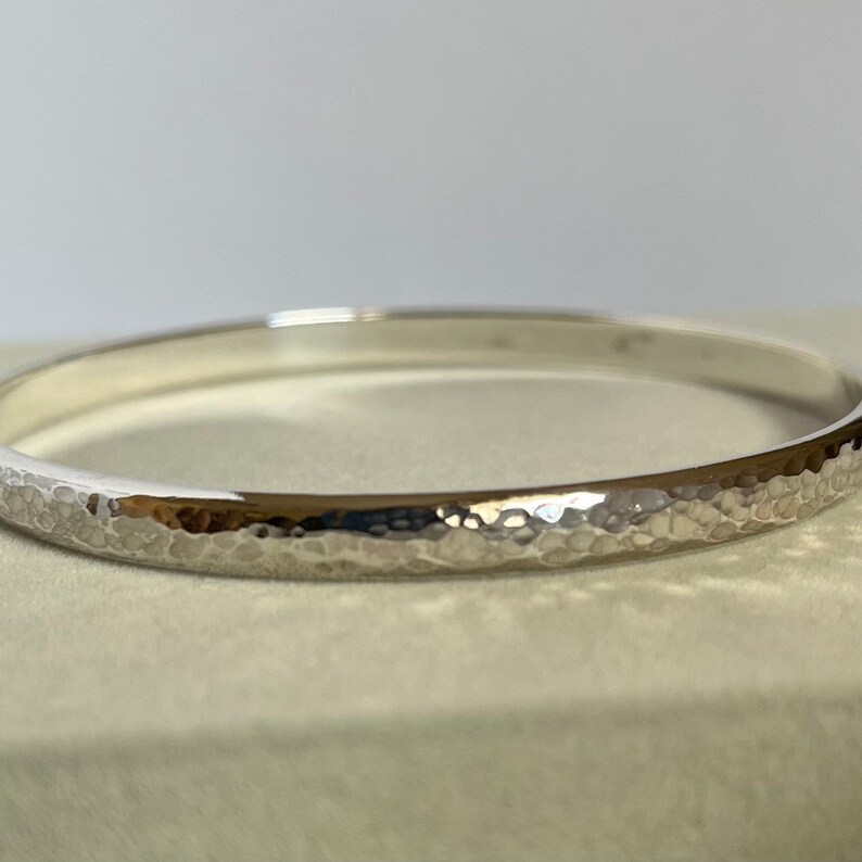 Textured Sterling Silver Bangle Bracelet 925 Hallmarked Solid Etsy UK