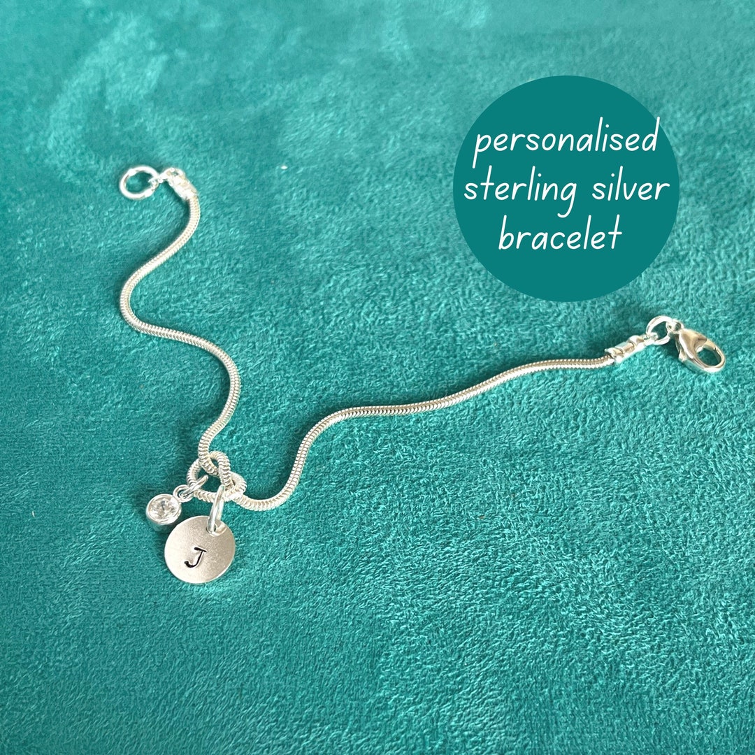 Birthstone Charm Bracelet Personalised Sterling Silver Jewellery for