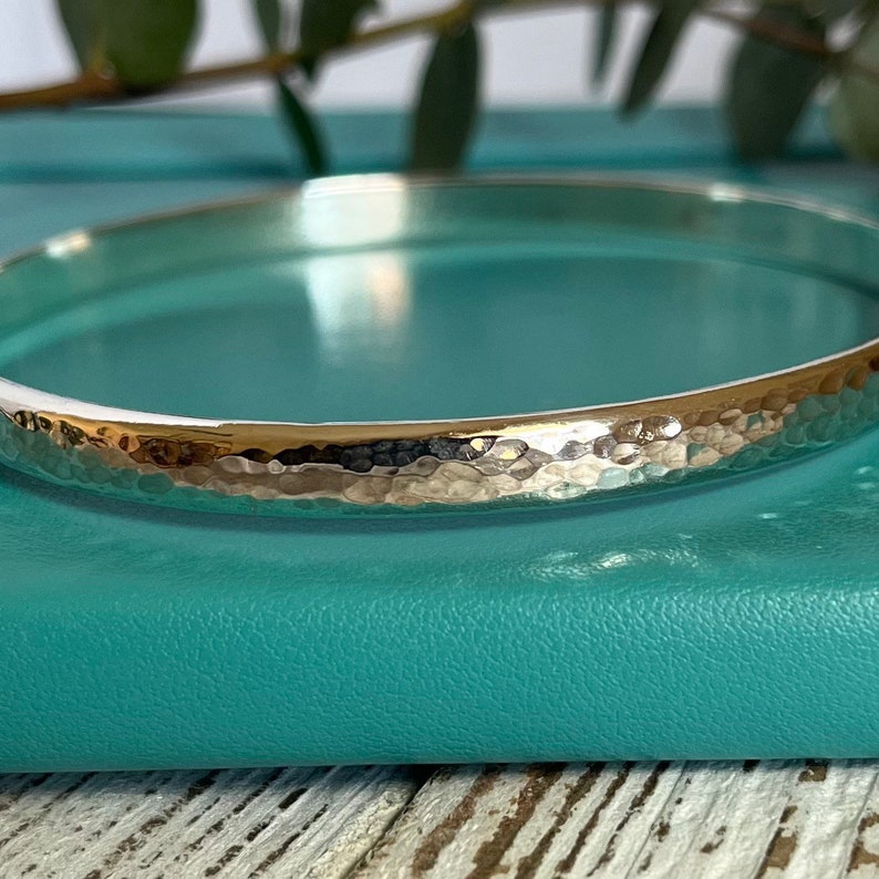 Textured Sterling Silver Bangle Bracelet 925 Hallmarked Solid Etsy UK