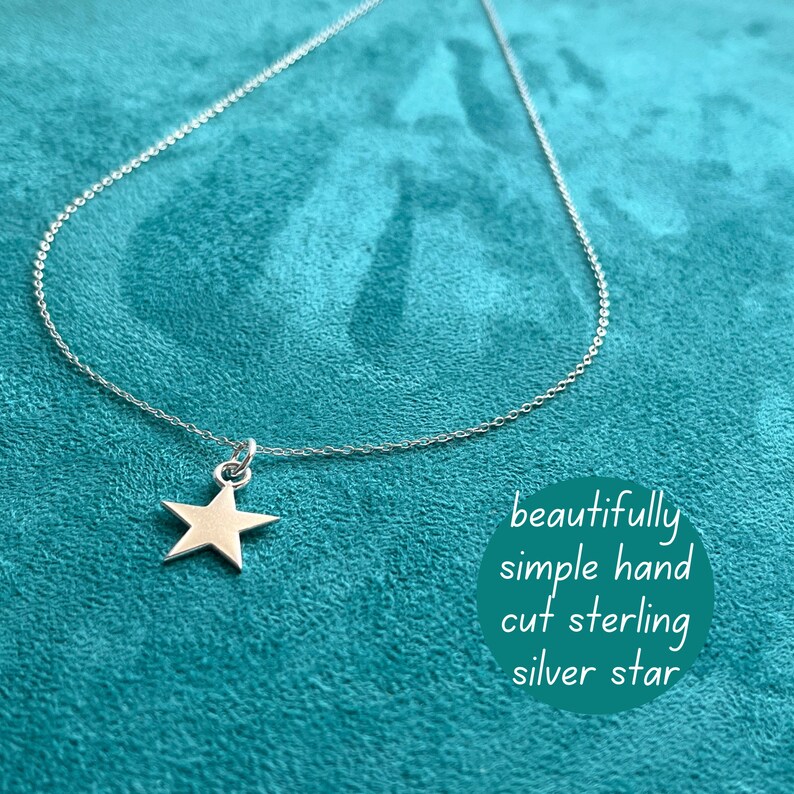 Silver Star Pendant Necklace Sterling Silver Handmade Celestial Jewellery for Women Dainty