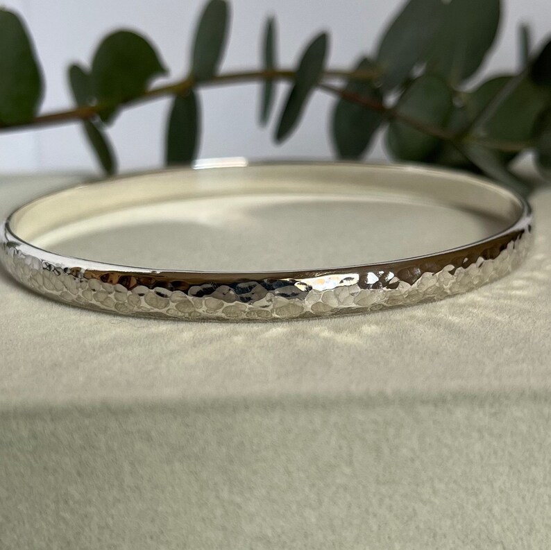 Textured Sterling Silver Bangle Bracelet 925 Hallmarked Solid Etsy UK