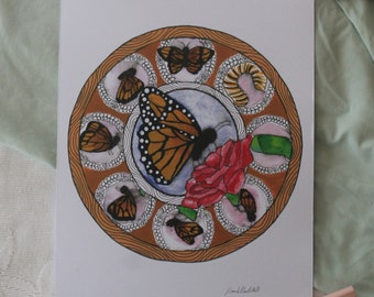 Metamorphosis Butterfly Art Nouveau Print