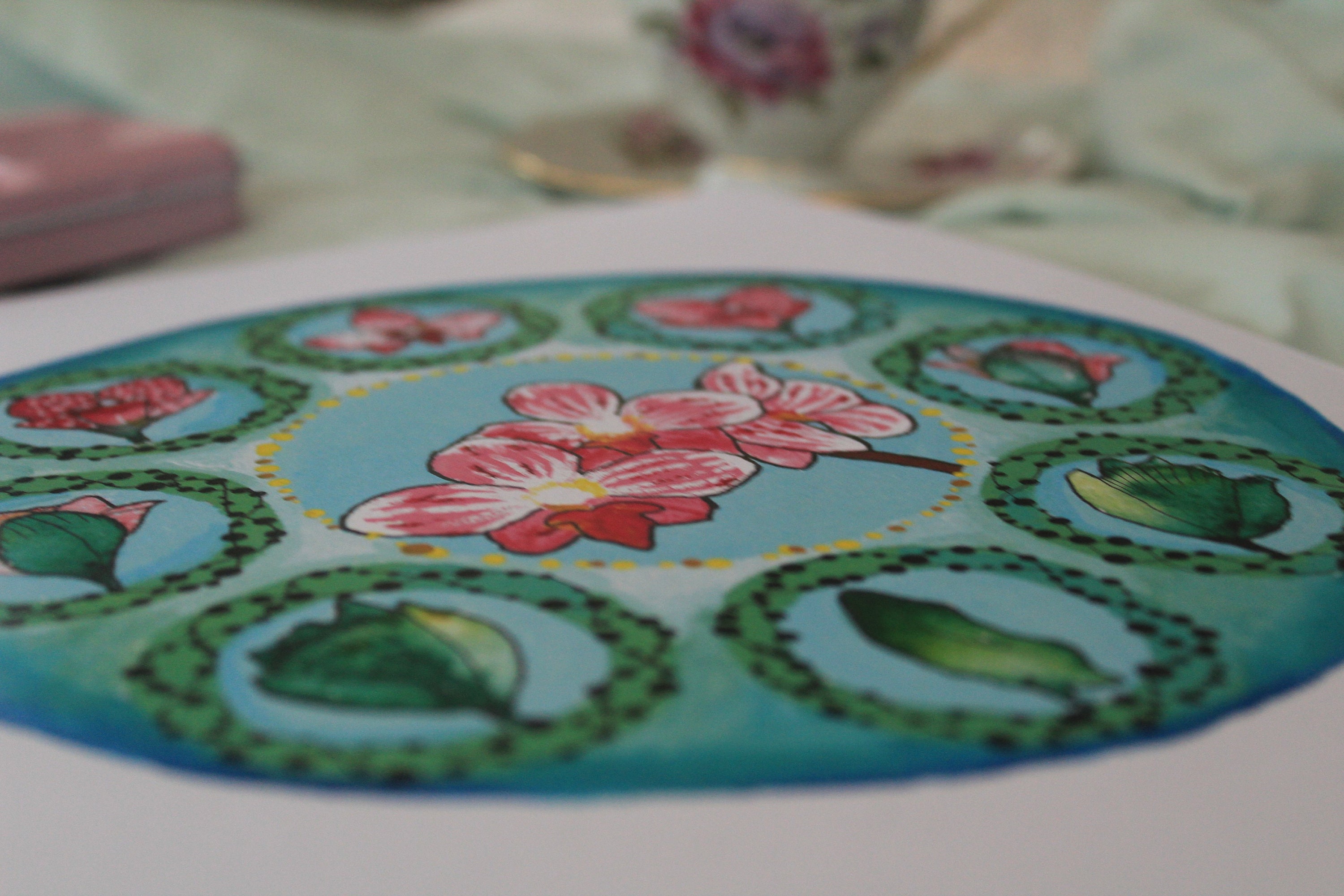 Orchid Flowering Art Nouveau Style Artwork Etsy