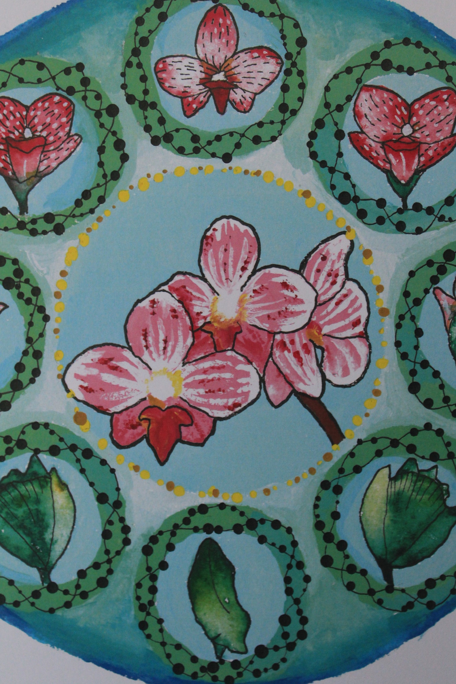 Orchid Flowering Art Nouveau Style Artwork Etsy