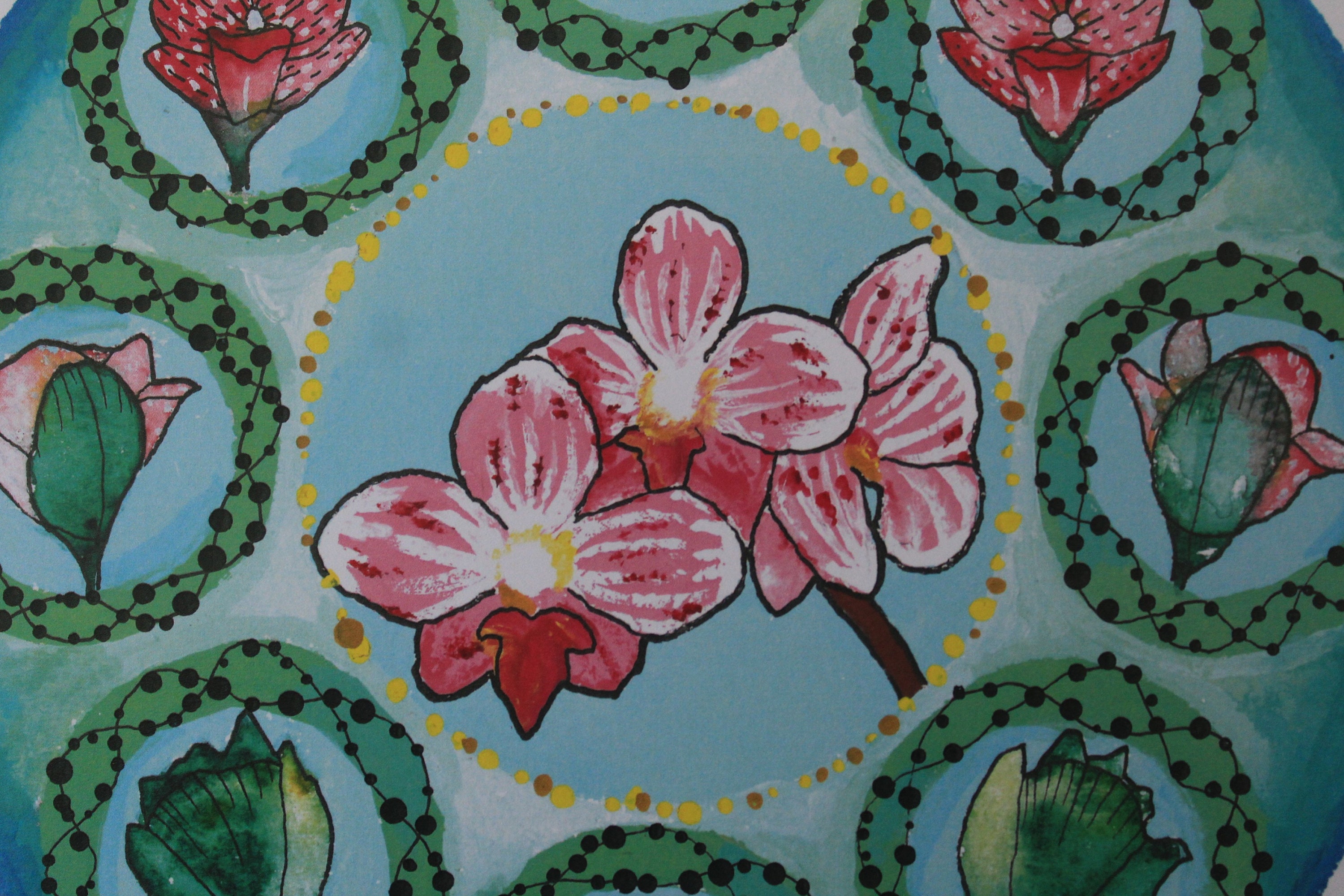 Orchid Flowering Art Nouveau Style Artwork Etsy
