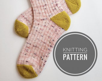KNITTING PATTERN // Strawberry Lemonade Socks // Knit Socks // Knit Sock Pattern // Contrast Heel and Toe