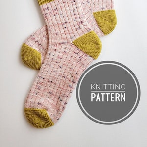 KNITTING PATTERN // Strawberry Lemonade Socks // Knit Socks // Knit Sock Pattern // Contrast Heel and Toe