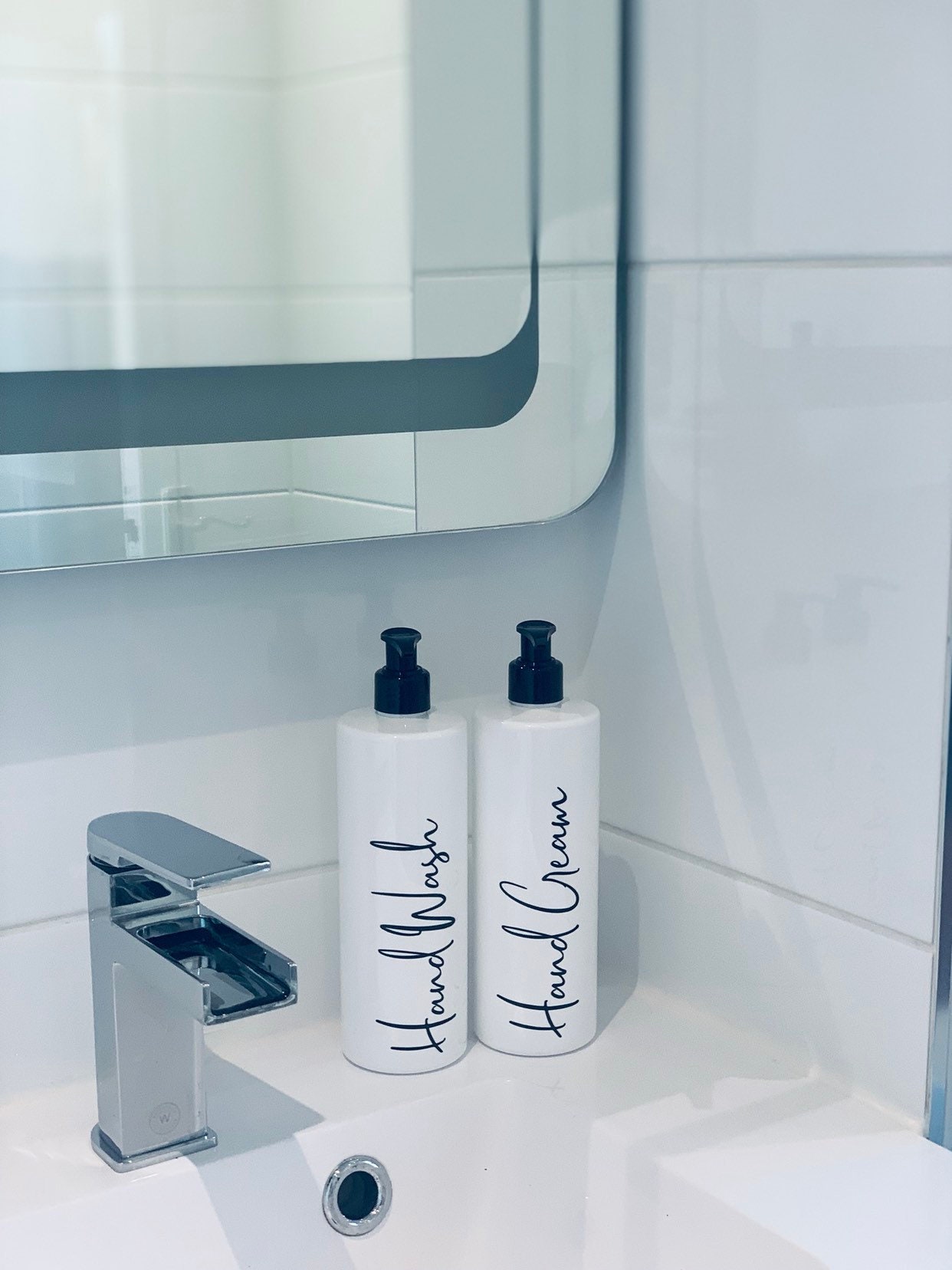 Personalised refillable bathroom bottle set hand wash & Hand Etsy