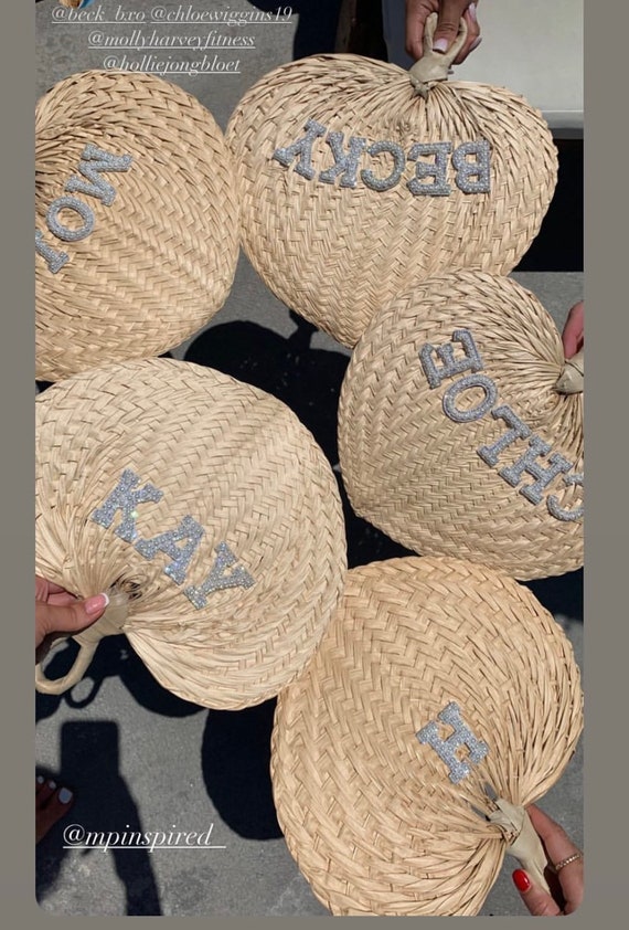 Personalised Bamboo handheld Fan, wifey, Bride, Mrs, name , initials