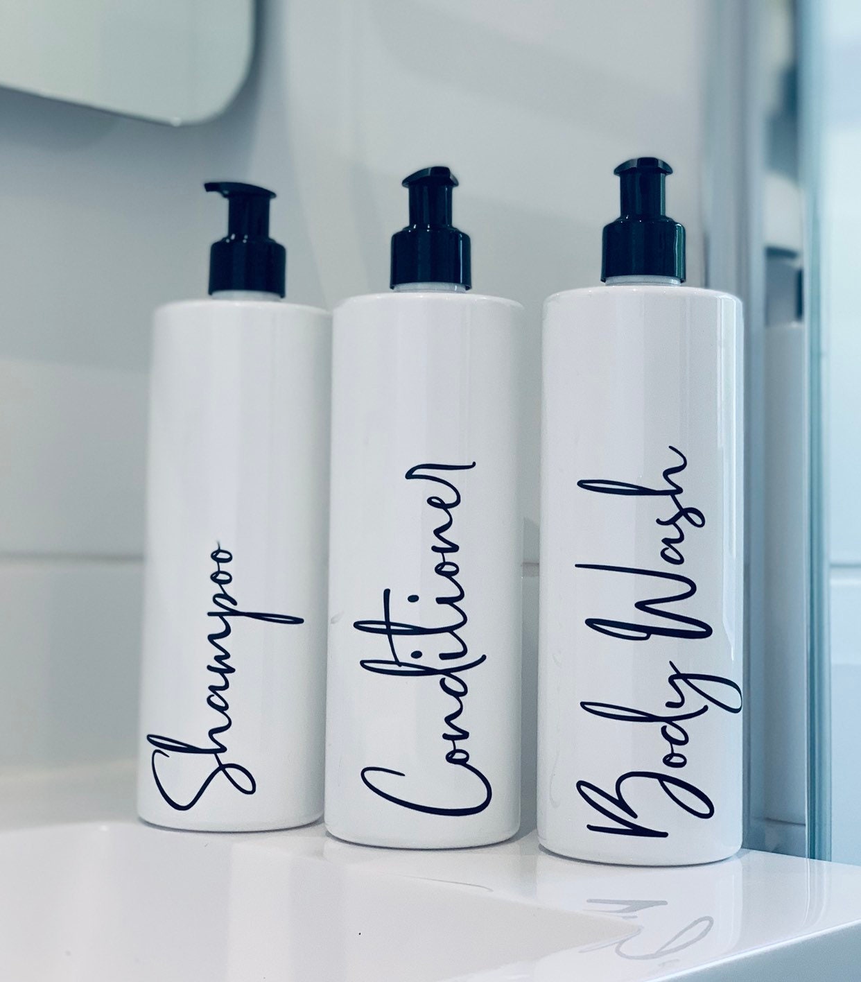 Refillable Personalised Bathroom bottles black & white Etsy