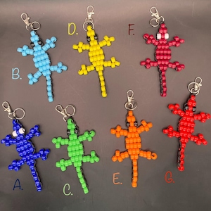 90s Beaded Lizard Keychain: Retro Backpack Accessory, Fidget Toy