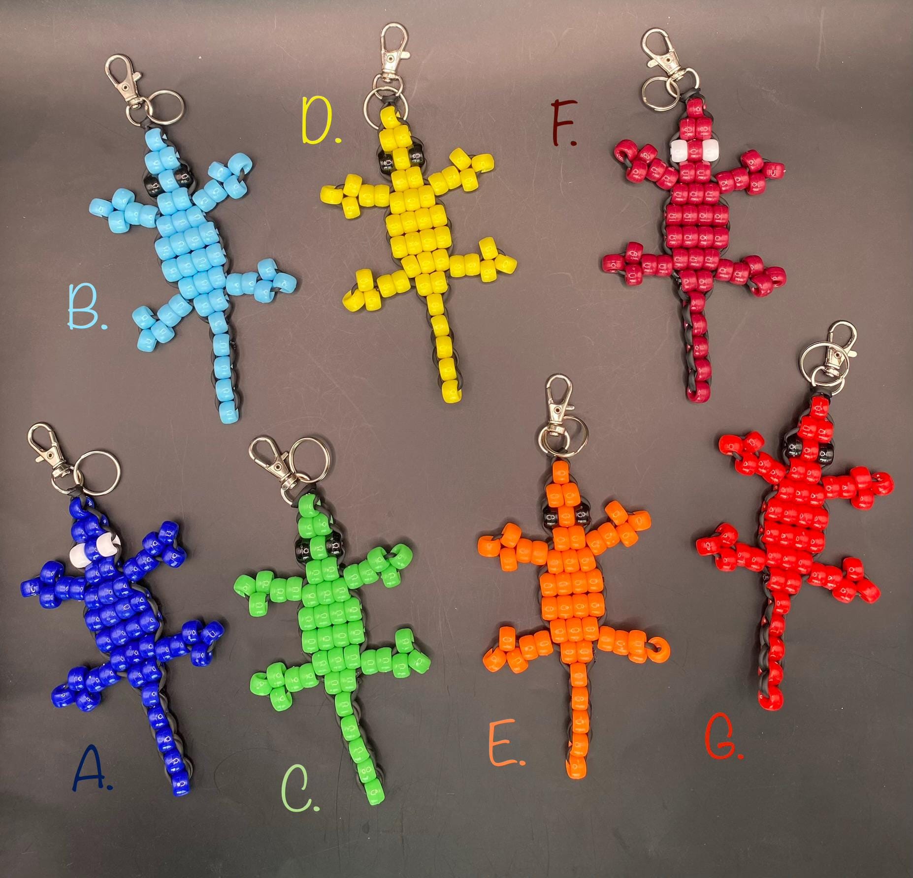 90s Beaded Lizard Keychain: Retro Backpack Accessory, Fidget Toy