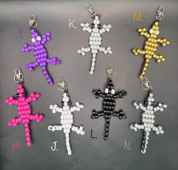 90s Beaded Lizard Keychain: Retro Backpack Accessory, Fidget Toy