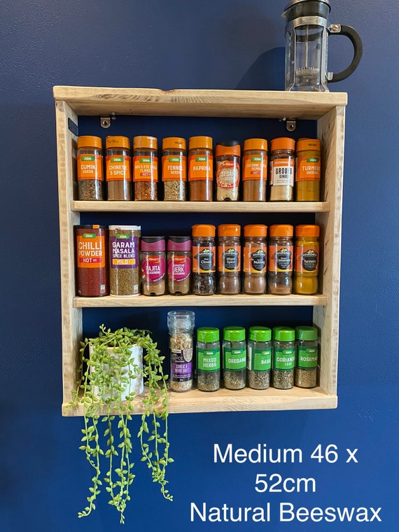 Handmade Rustic Wooden Spice Rack Kitchen Storage (Wall Mountable On  Request)