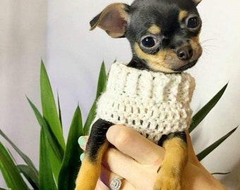 XXS Tiny Chihuahua Puppy Kitten Jumper Crochet Sweater size 1