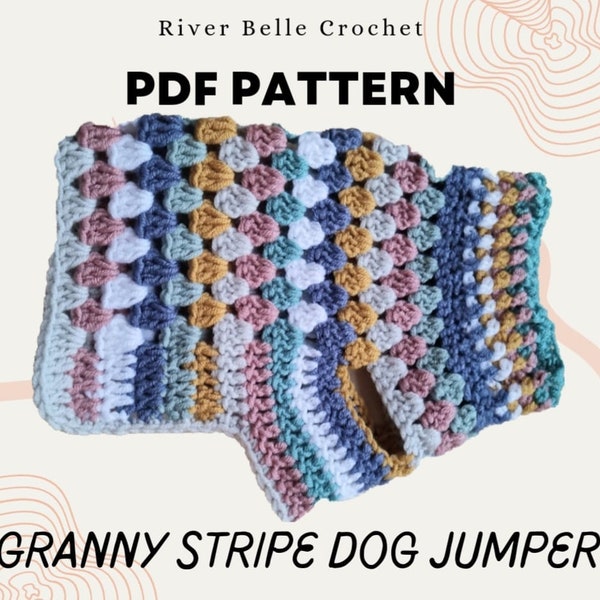 PDF CROCHET PATTERN Chihuahua Granny Stripe Square Sweater Small Dog Jumper