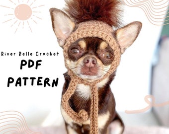 PDF CROCHET PATTERN Chihuahua Hat Ear Holes Tiny Puppy xxs dog hats