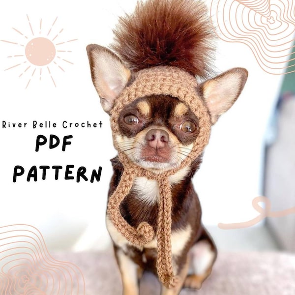 PDF CROCHET PATTERN Chihuahua Hat Ear Holes Tiny Puppy xxs dog hats