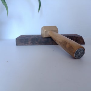 Hand made bespoke brass and yellow mulberry wood hammer,