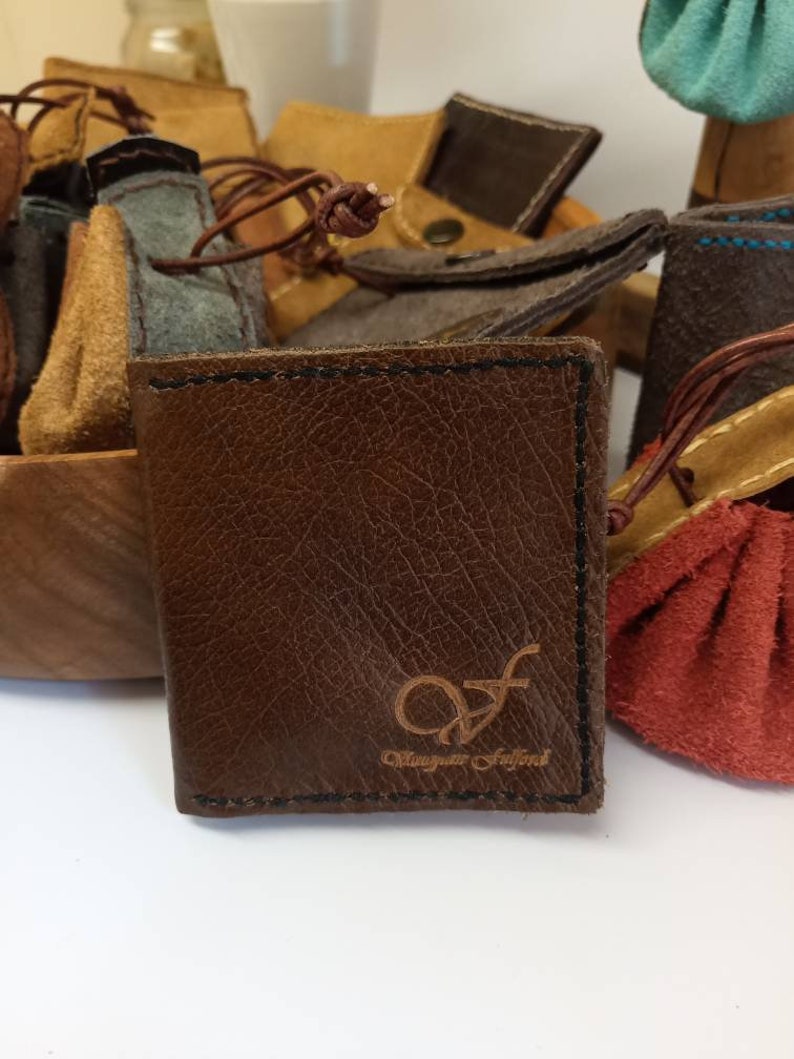 Lovely little hand made real suede leather money clip, wallet, p Lovely little hand made real suede leather money clip, wallet, p